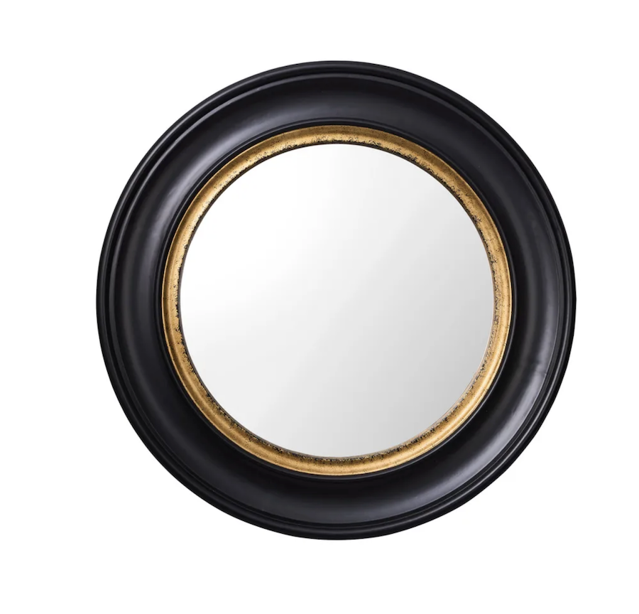 Cicero Black & Gold Round Wall Mirror