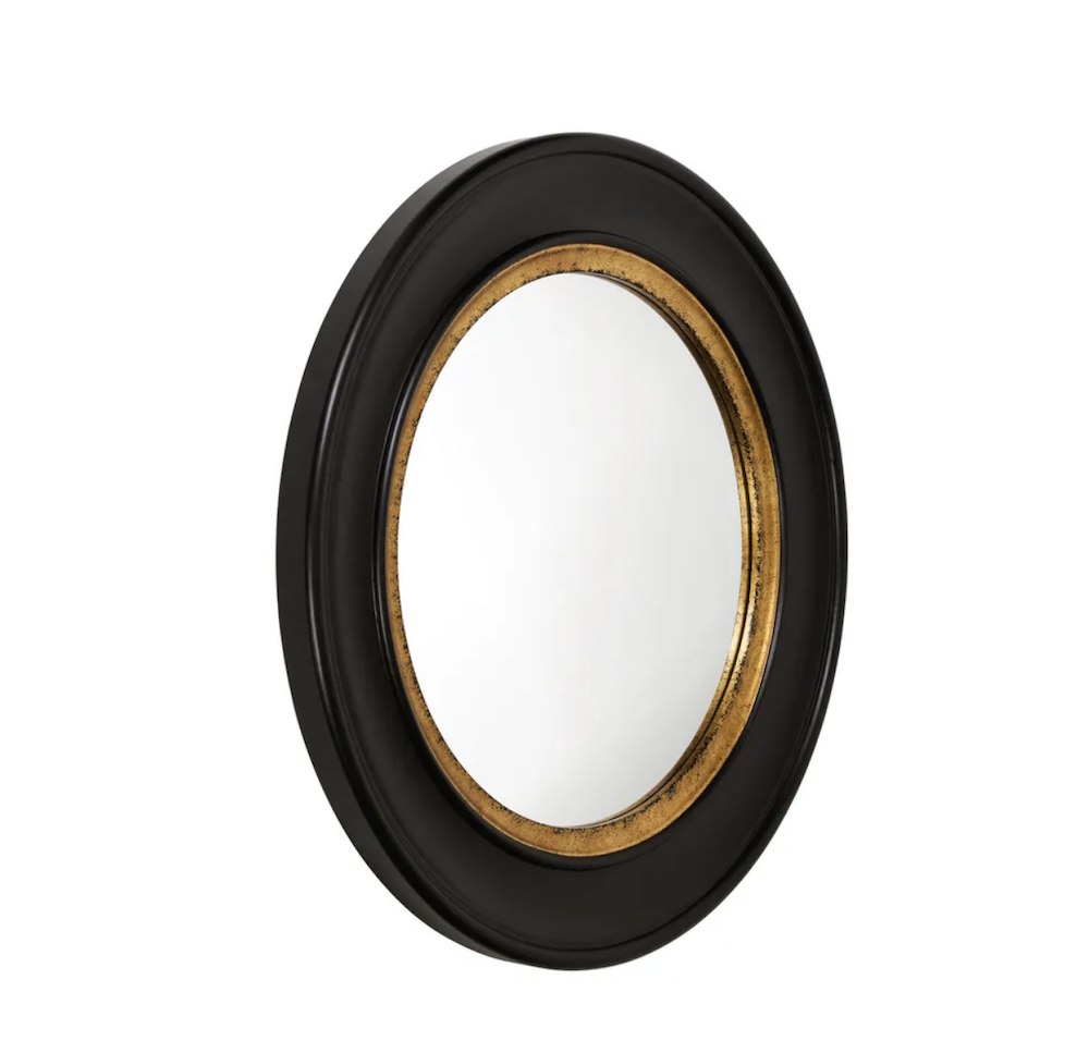 Cicero Black & Gold Round Wall Mirror