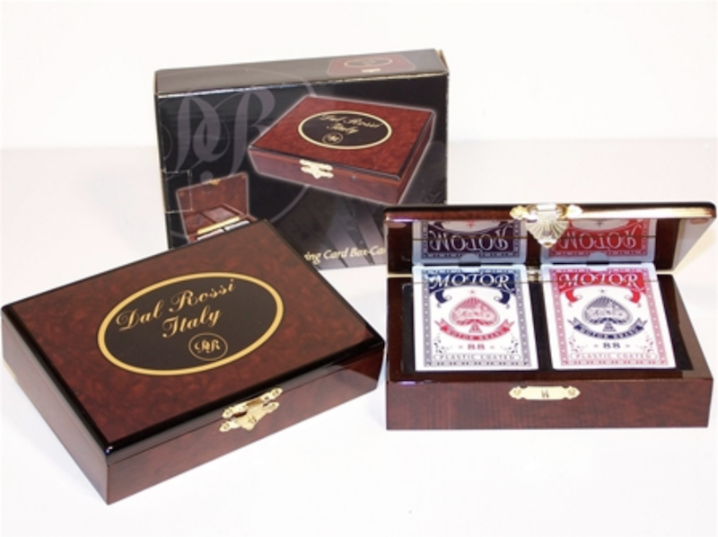 Dal Rossi Wood Card Box with 2 Packs of Playing Cards