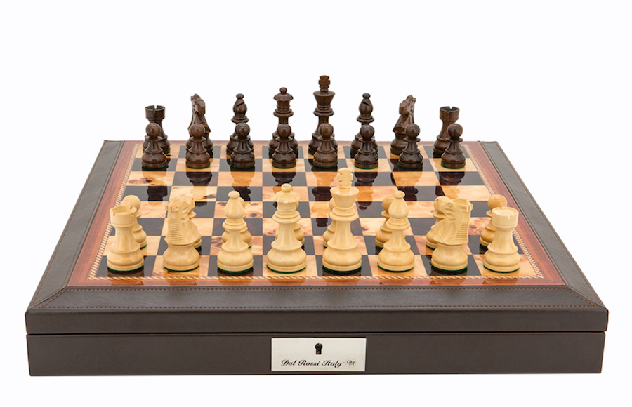 Dal Rossi 16″ Chess Set in Walnut Finish