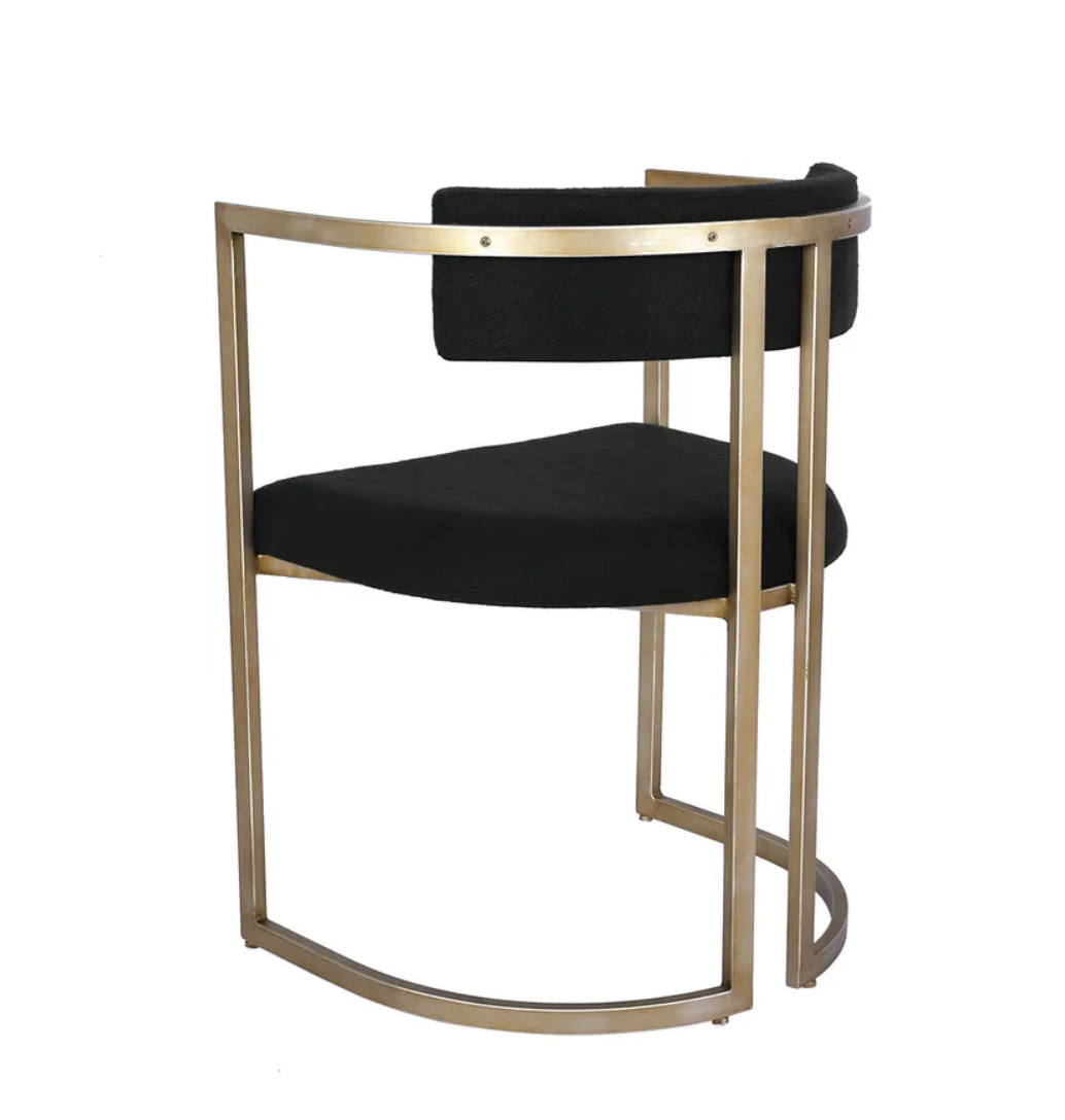 Antique Gold & Black Linen Dining Chair