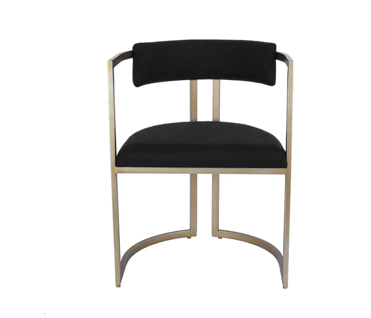 Antique Gold & Black Linen Dining Chair