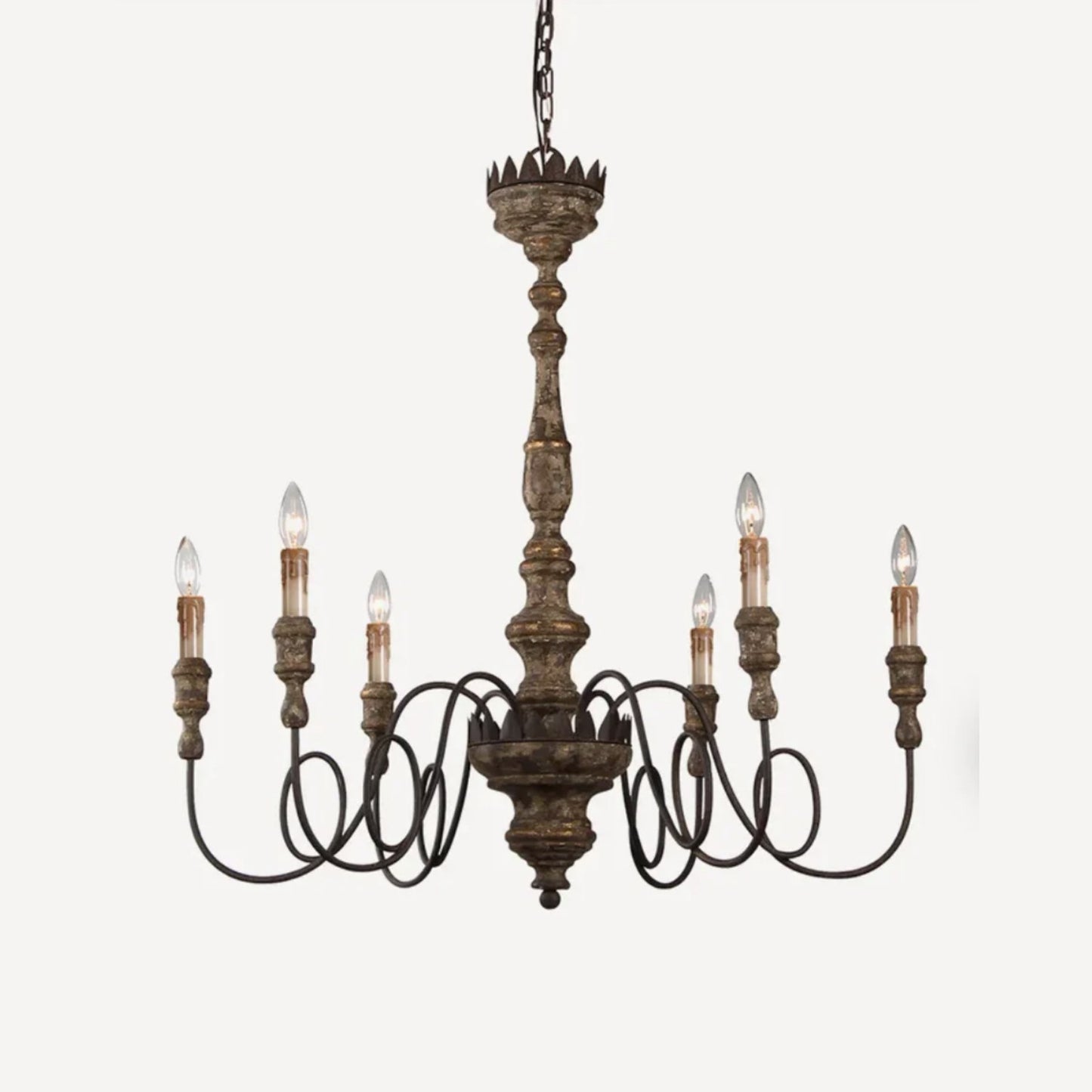 Elyse Rustic Iron Candle Chandelier