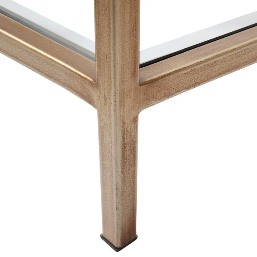 Glass Square Side Table with Inset Beveled Glass.