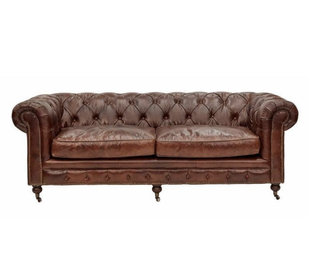 Aged Leather Chesterfield 3 Seat Sofa