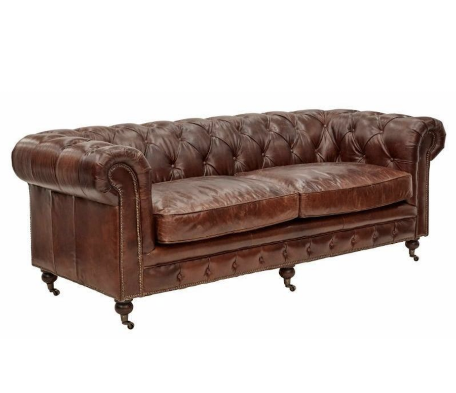 Aged Leather Chesterfield 3 Seat Sofa