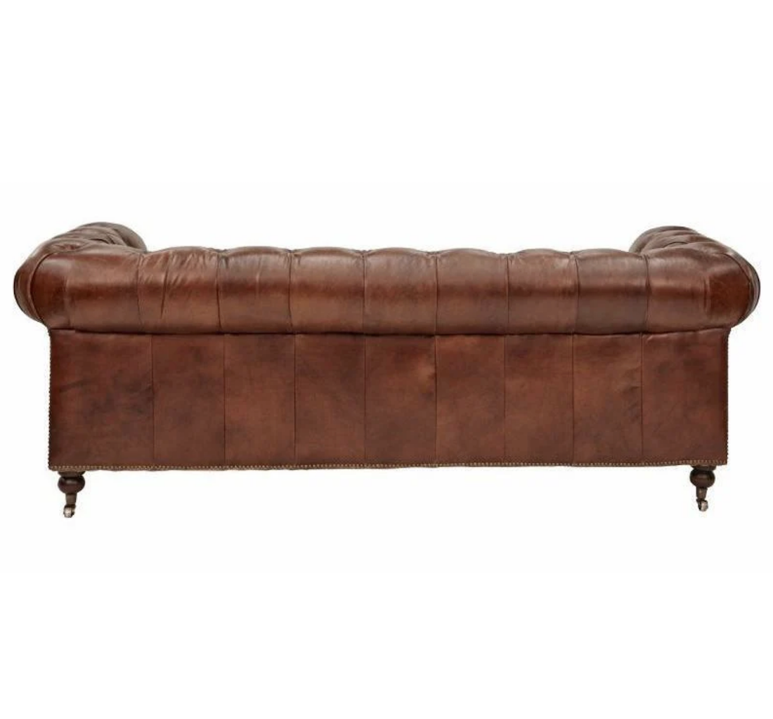 Aged Leather Chesterfield 3 Seat Sofa