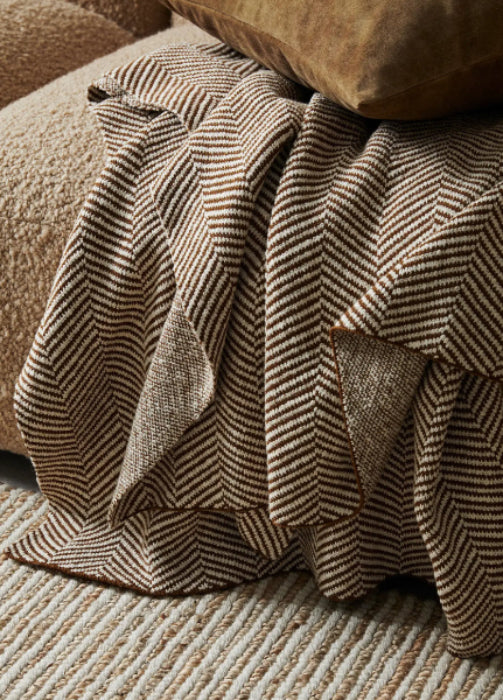 100% Cotton Herringbone Throw Rug - Spice.
