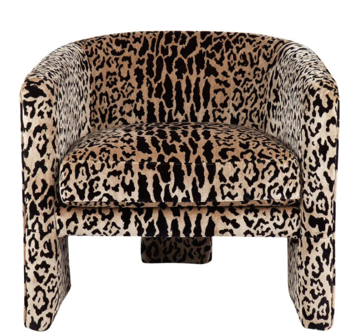 Leopard Chenille Velvet Arm Chair