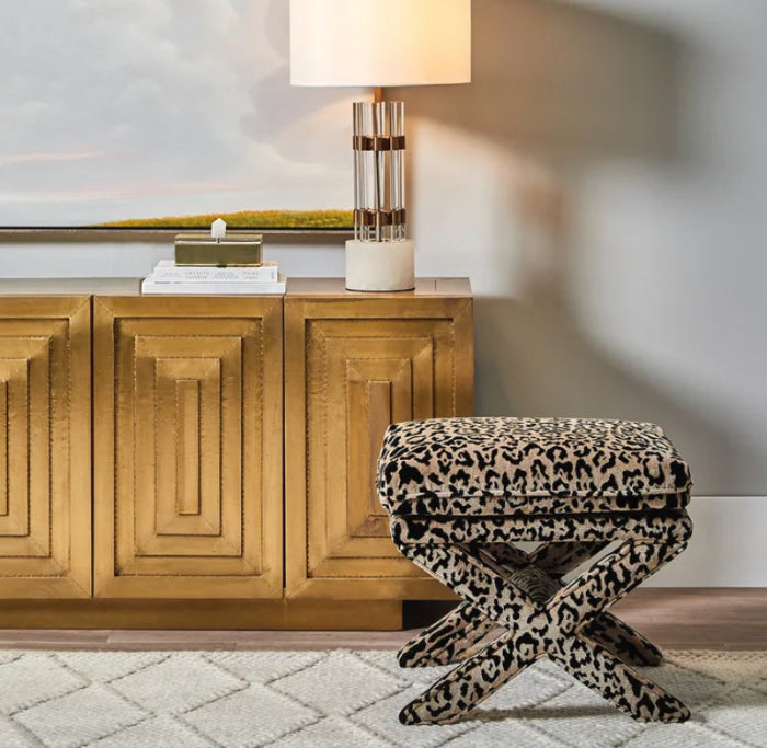 Leopard Velvet Stool