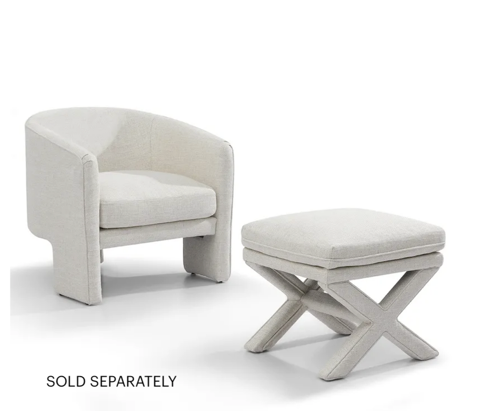 Natural Linen Mid - Century Style Arm Chair