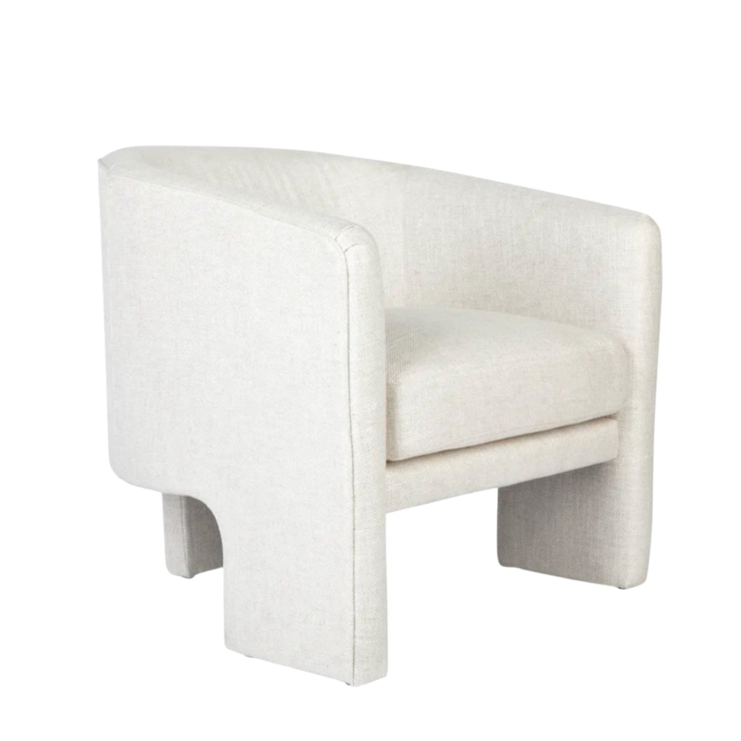 Natural Linen Mid - Century Style Arm Chair