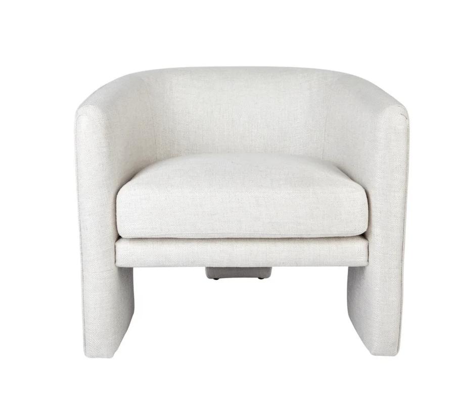 Natural Linen Mid - Century Style Arm Chair