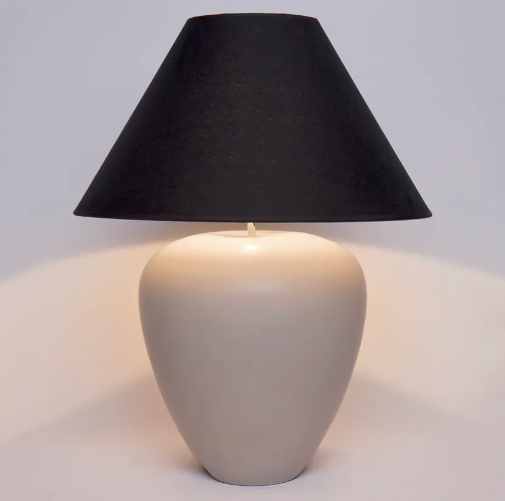 Plymouth Table Lamp Natural Ceramic Base with Black Shade