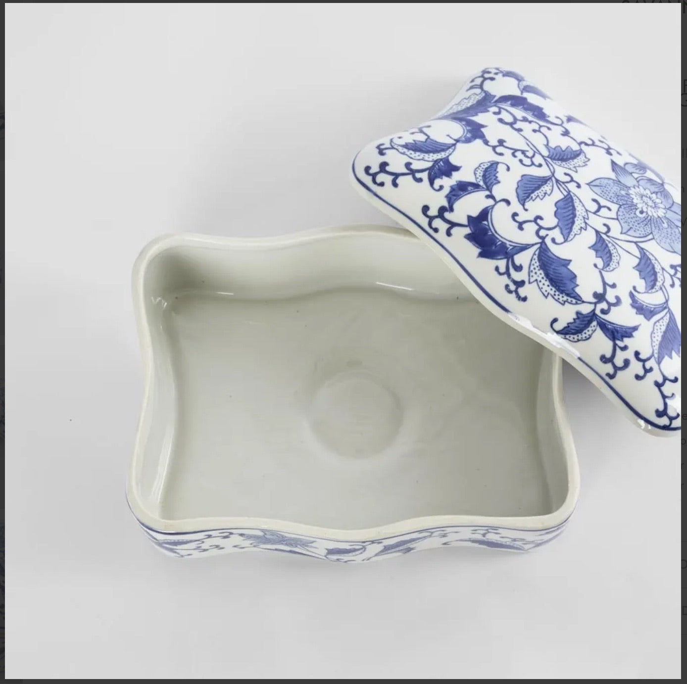Blue and White Shaped Porcelain Trinket Box