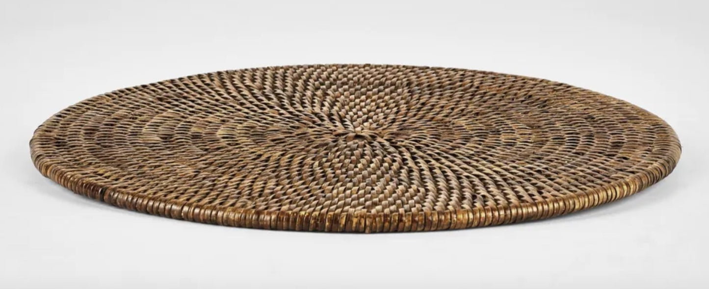 Rattan Round Placemat - Antique Brown - 33cm