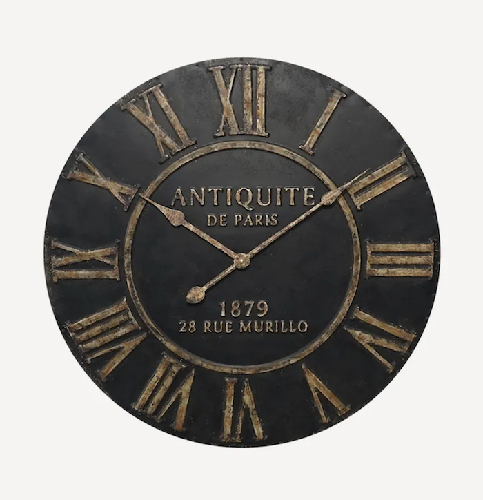 Vincent Charcoal Iron Wall Clock Roman Numerals
