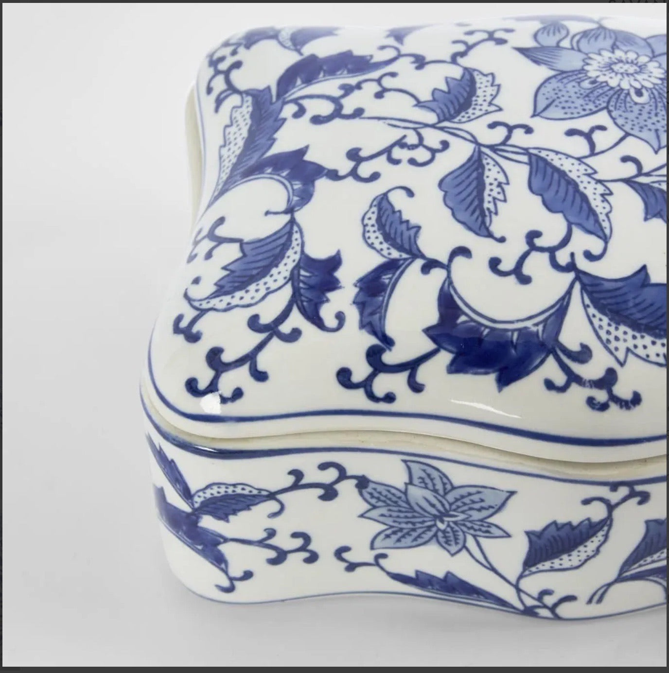 Blue and White Shaped Porcelain Trinket Box
