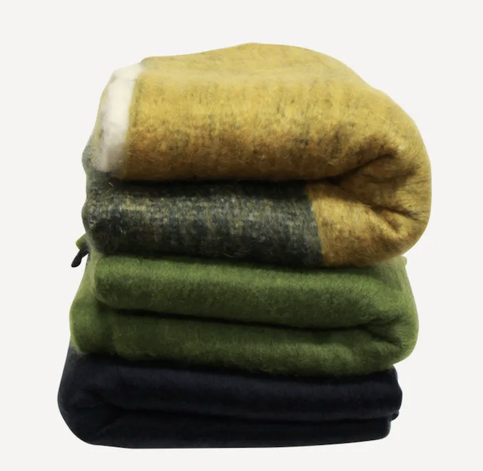 Solid Fringed Sage Green Wool Blend Throw