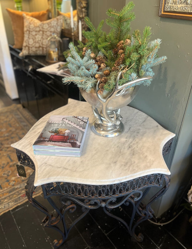 Vintage Wrought Iron & Marble Top Centre Table