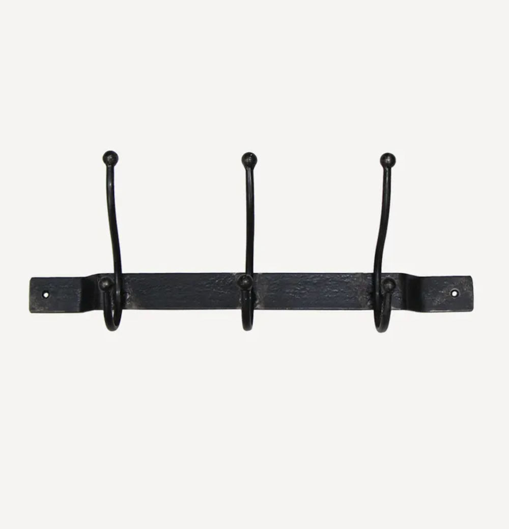 Old Metal Wrought Iron 3 Hook Bar/ Hanger