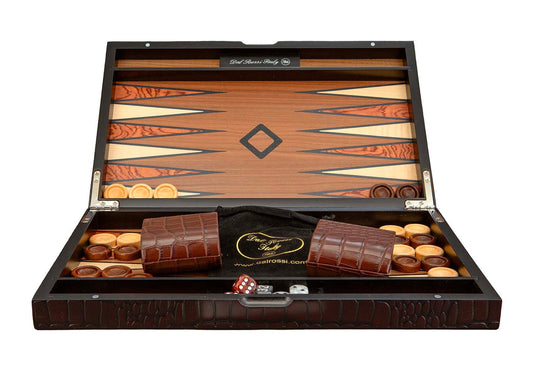 Dal Rossi Wooden Crocodile Backgammon Game 15"