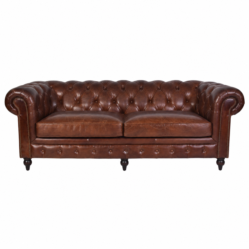 Aged Leather Chesterfield 3.5 Seat Sofa