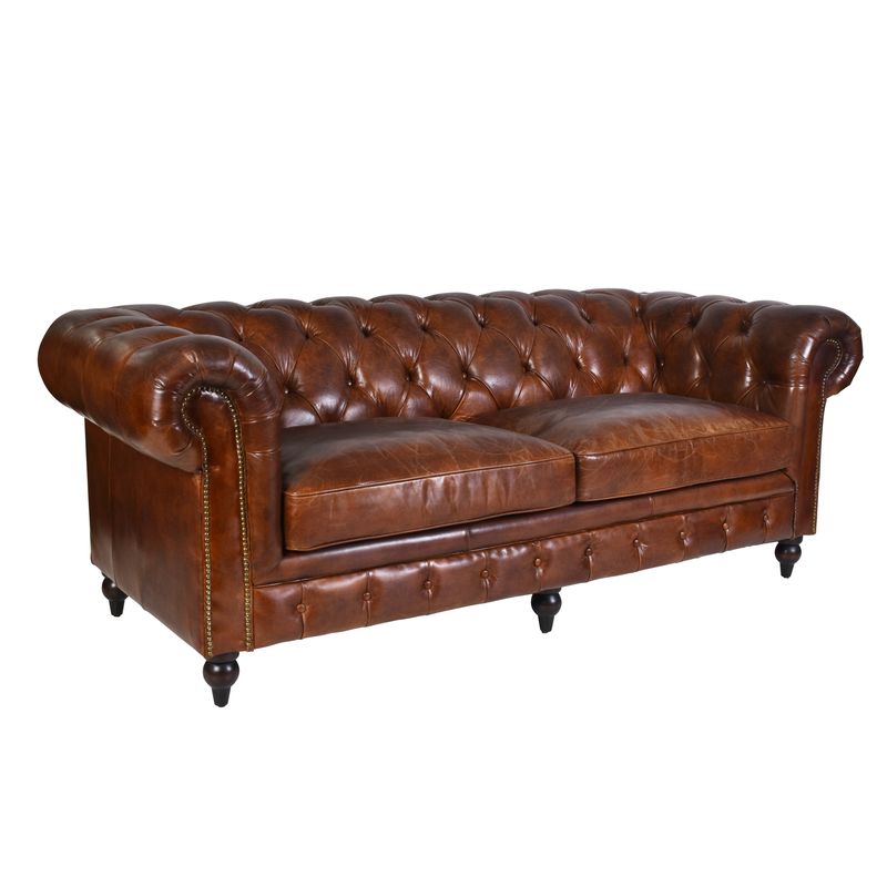 Aged Leather Chesterfield 3 Seat Sofa