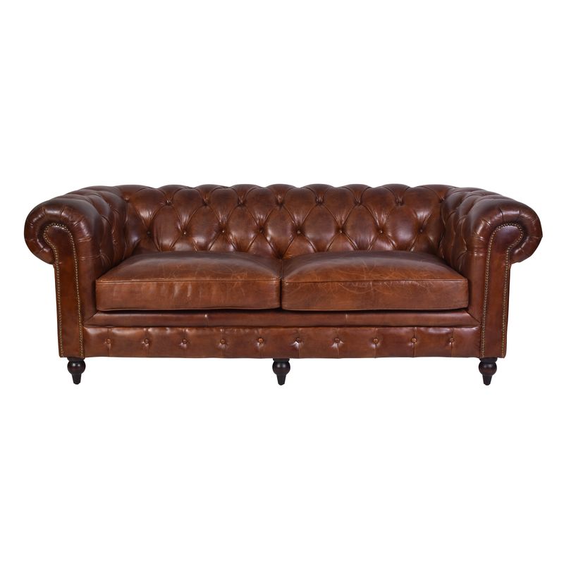 Aged Leather Chesterfield 3 Seat Sofa