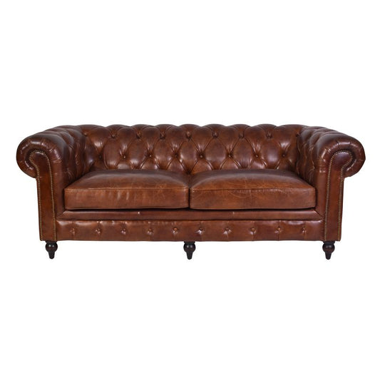 Aged Leather Chesterfield 3 Seat Sofa