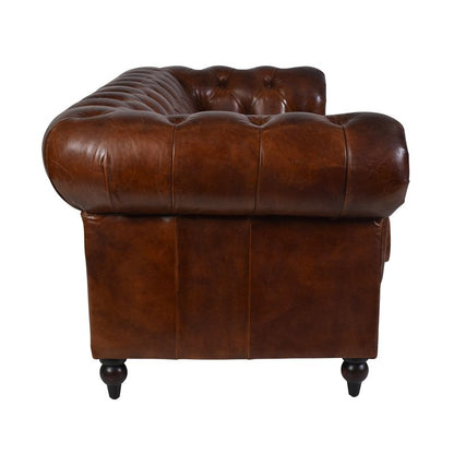 Aged Leather Chesterfield 3 Seat Sofa