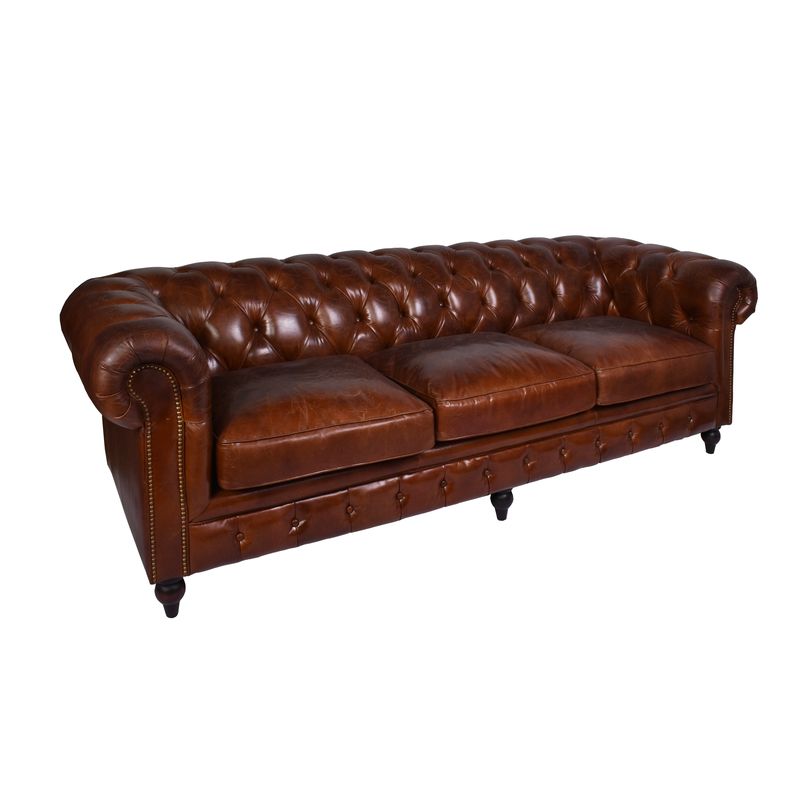 Aged Leather Chesterfield 4 Seat Sofa