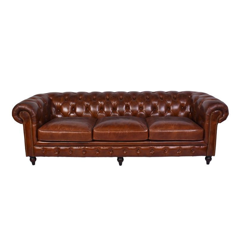 Aged Leather Chesterfield 4 Seat Sofa