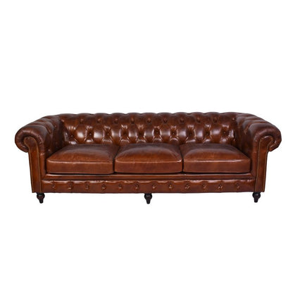 Aged Leather Chesterfield 4 Seat Sofa