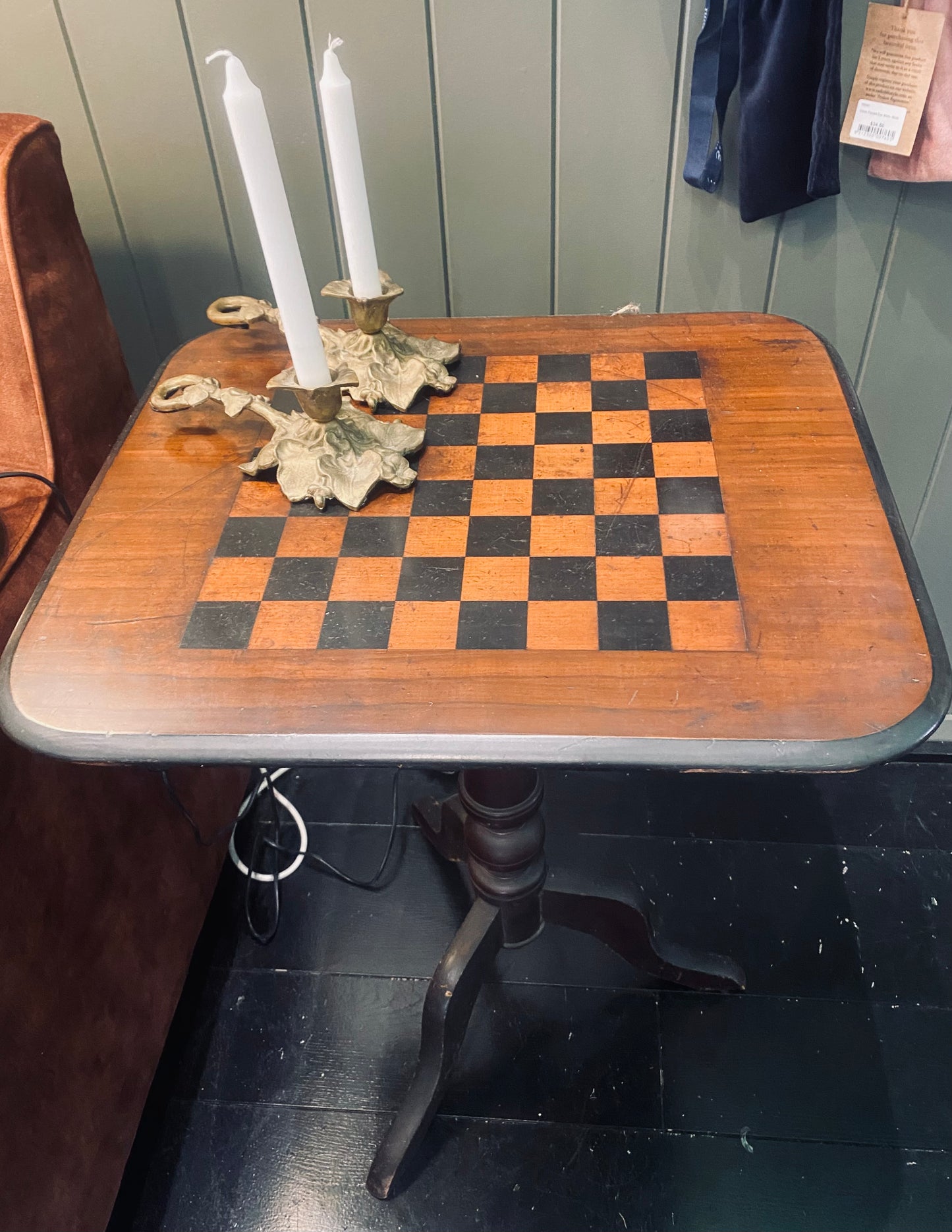 Antique Victorian Pine Chess / Games Table