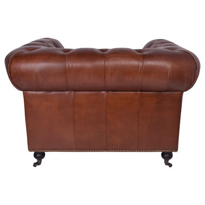 Aged Leather Chesterfield Armchair