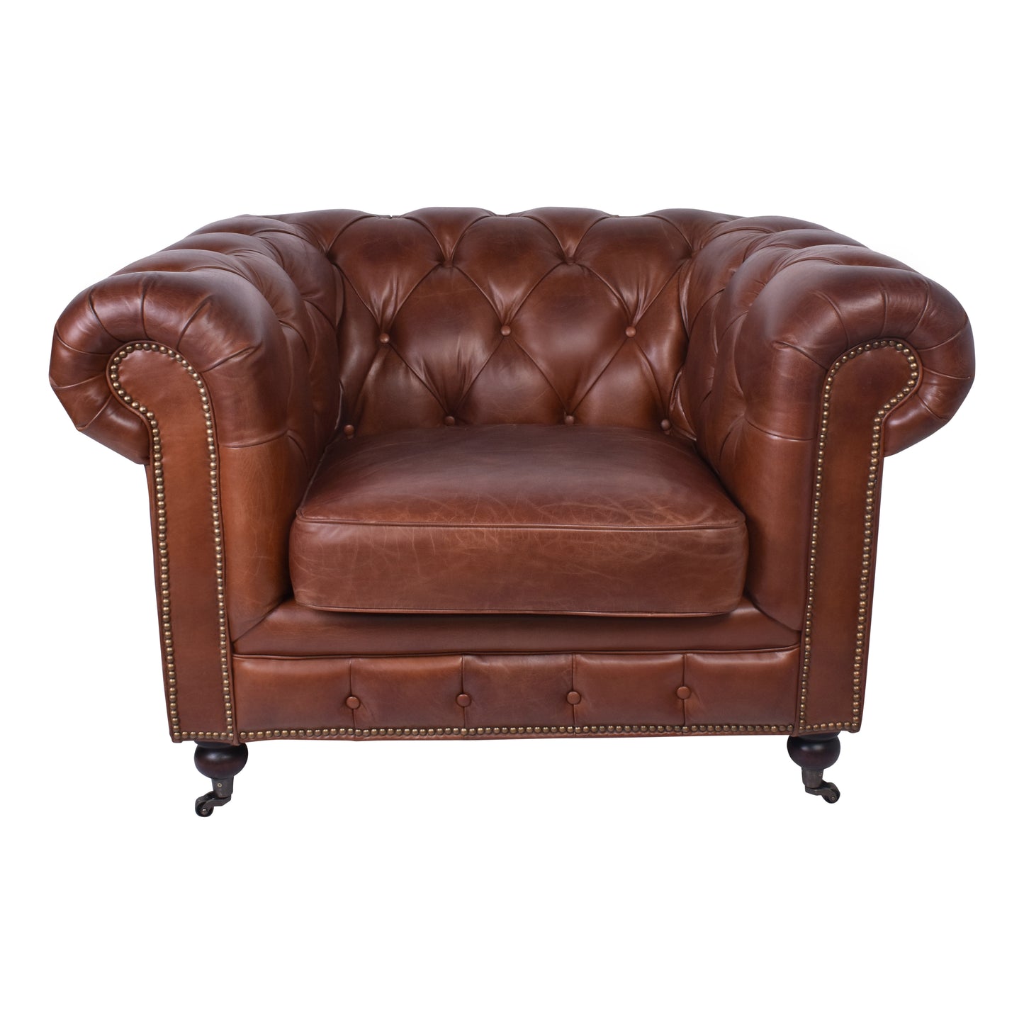 Aged Leather Chesterfield Armchair