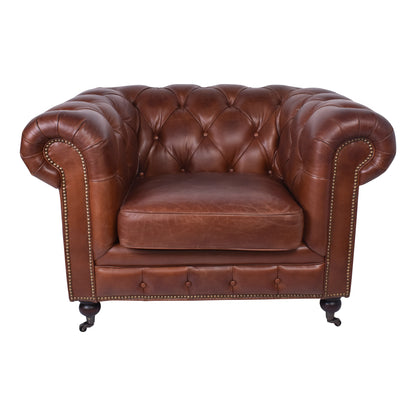 Aged Leather Chesterfield Armchair