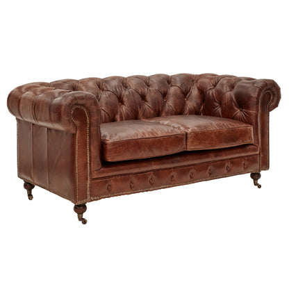Aged Leather Chesterfield 2 Seat Sofa