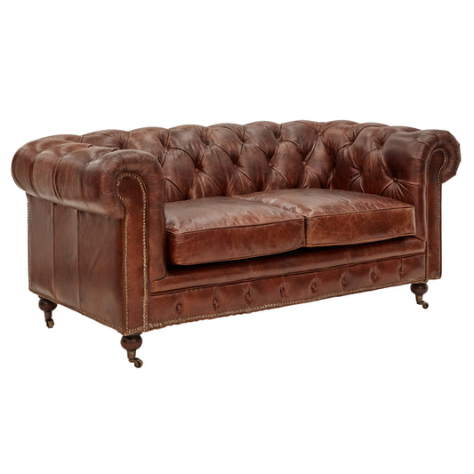 Aged Leather Chesterfield 2 Seat Sofa