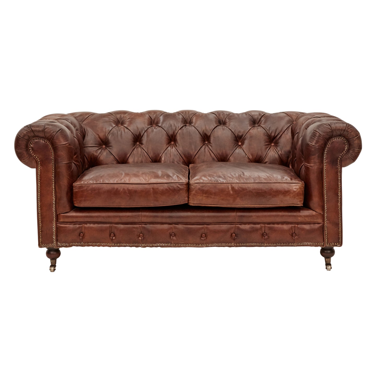 Aged Leather Chesterfield 2 Seat Sofa