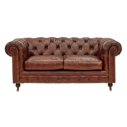 Aged Leather Chesterfield 2 Seat Sofa