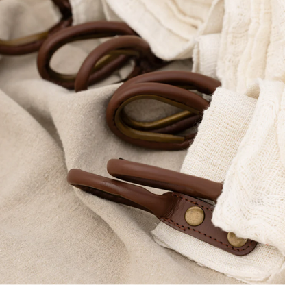 Airia Ivory Linen Sheer Curtain with Tan Leather Rings