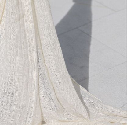 Airia Ivory Linen Sheer Curtain with Tan Leather Rings