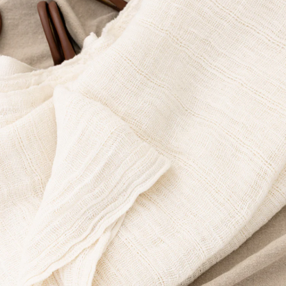 Airia Ivory Linen Sheer Curtain with Tan Leather Rings