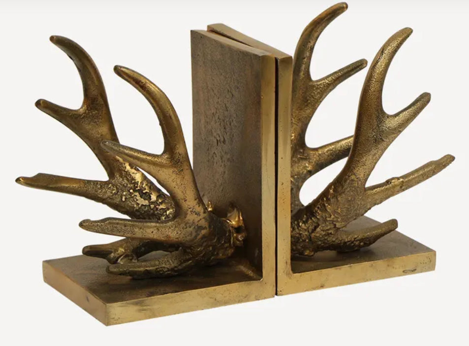 Antler Bookends in antique gold