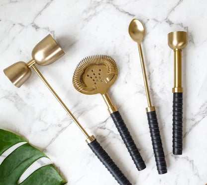 Leather & Brass Cocktail Set