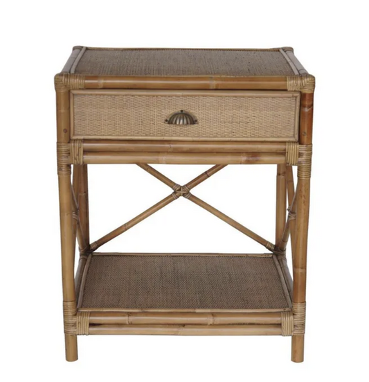 Cayman Rattan Hamptons One Drawer Bedside Table