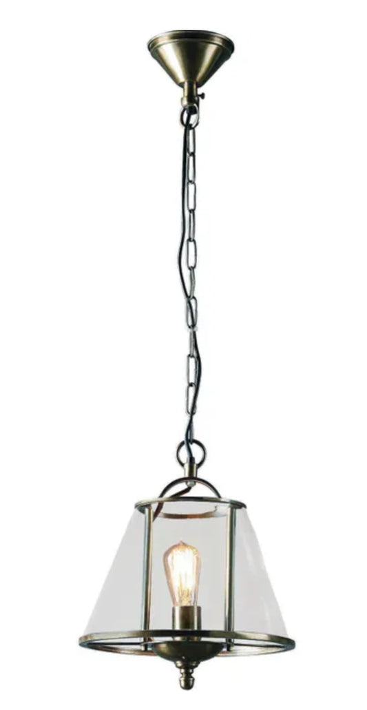 Glass & Antique Silver Pendant Light