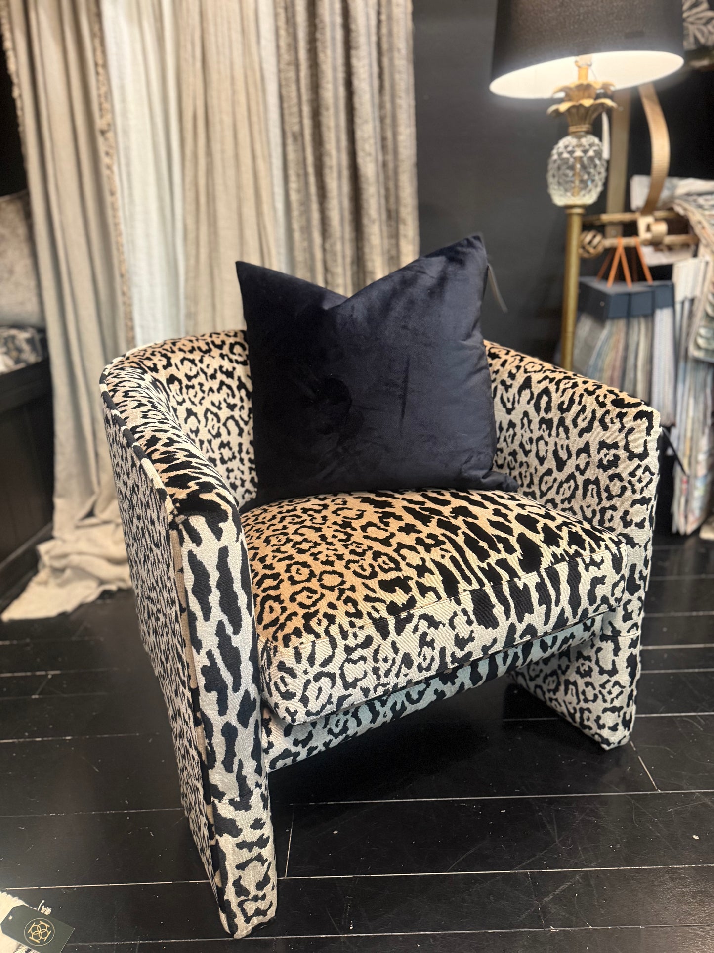 Leopard Chenille Velvet Arm Chair